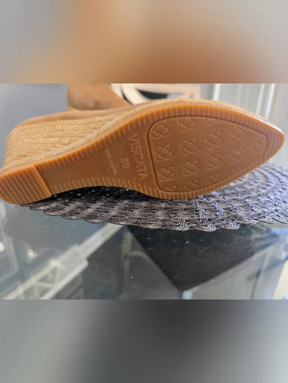 Tan Suede Espadrille Wedge Pumps - Women's Casual Wedges. Size 39